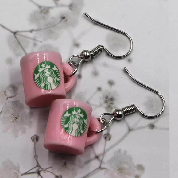 Jewelry - NEW Pink Starbucks Coffee Mug Earrings